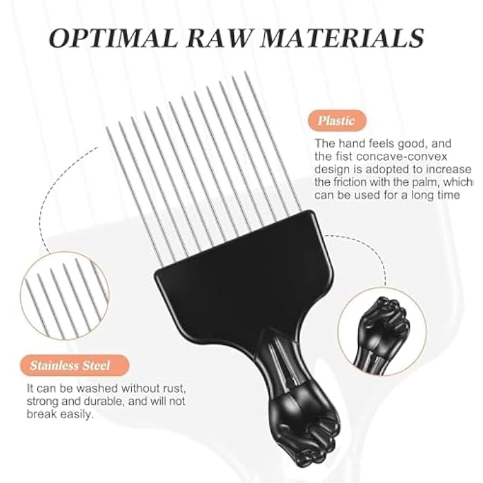 Afro Metal Detangling Comb for Thick and Curly Hair Red - Image 4